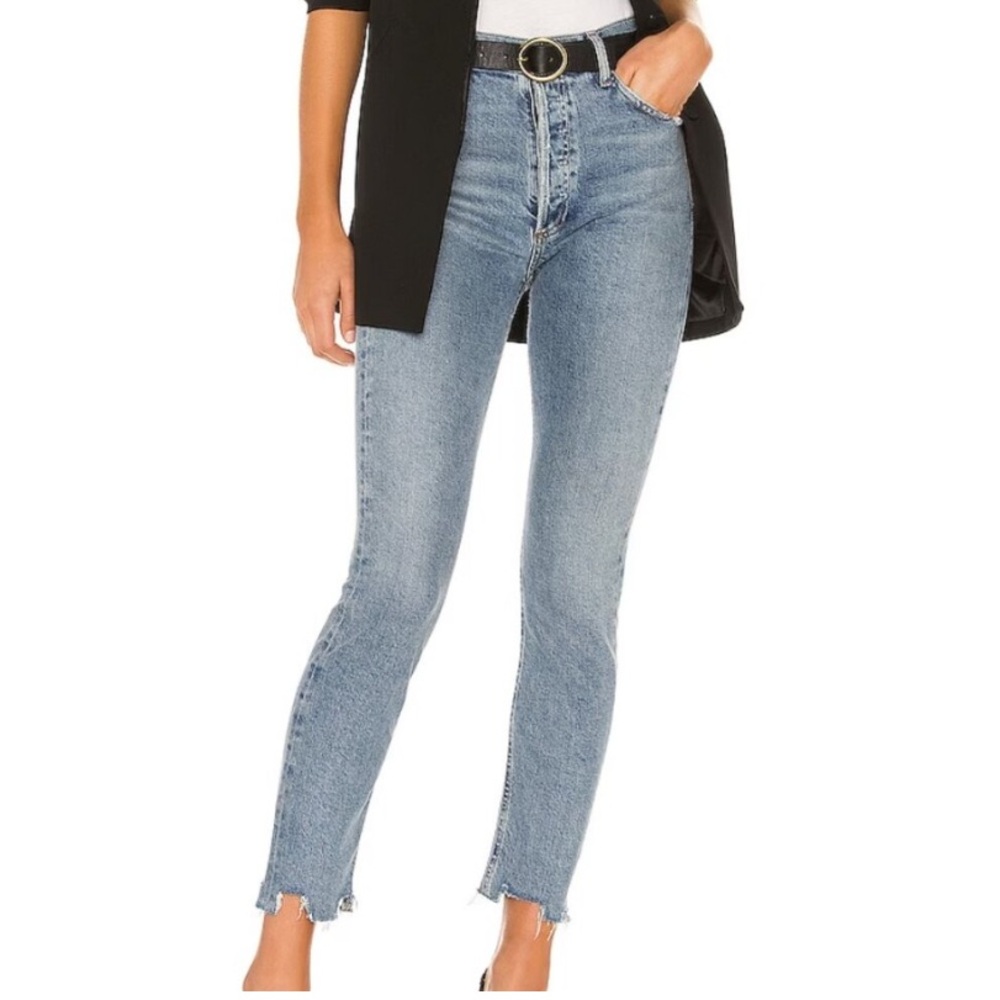 AGOLDE | Nico High‑Rise Slim Crop Jeans | Light Vintage Wash | Button Fly | 24 🕥